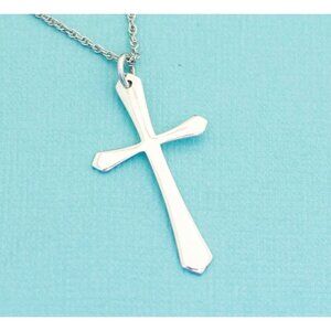Vintage Sterling Silver Cross Necklace of 18 Inches, E24